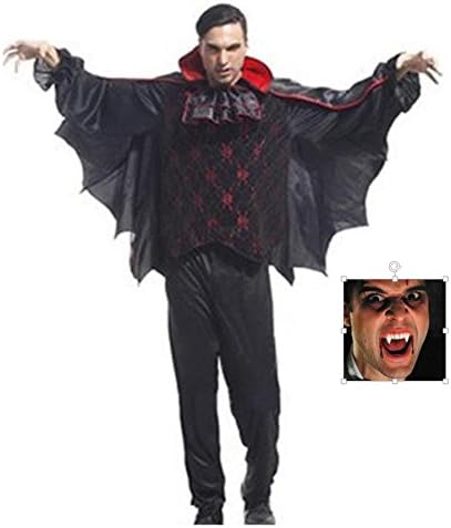 Amazon ドラキュラ 牙付き コスプレ 衣装 吸血鬼 バンパイヤ コウモリ 悪魔 コスチューム メンズ 男 Hw063 コスプレ 仮装 通販