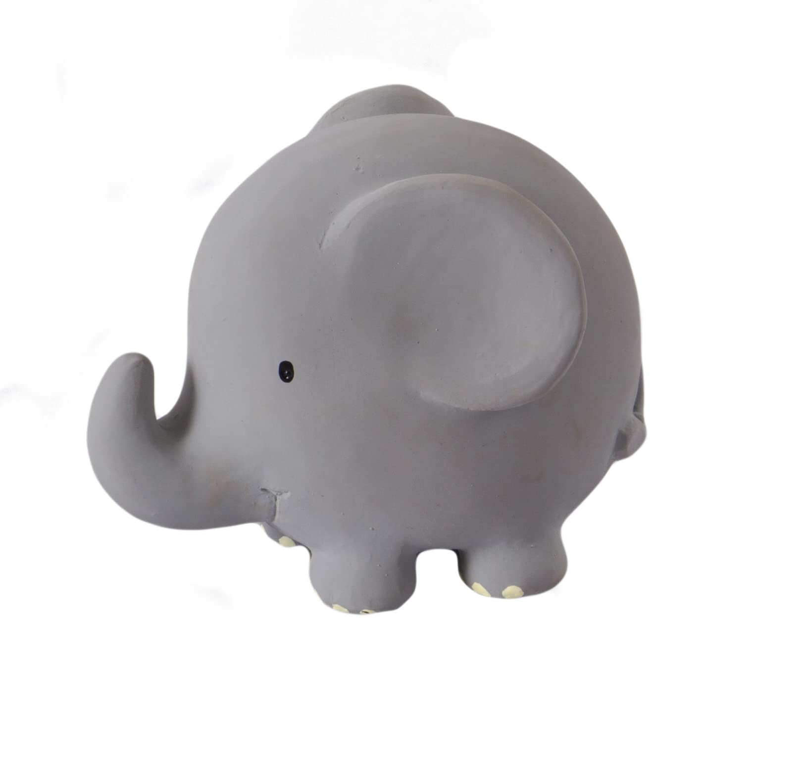 Elephant Natural Rubber Teether Rattle & Bath Toy - Baby Safe Squeezable Teething Toys with Gentle Chime Sound - Plastic-Free Baby Bath Toys for Soothing Play