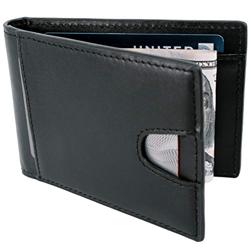 STAY FINE Money Clip Wallet | Minimalist Front Pocket Wallets | Effective RFID Blocking Wallets for Men | Genuine Leather mens bifold wallet | Thin Card Holders with ID Window