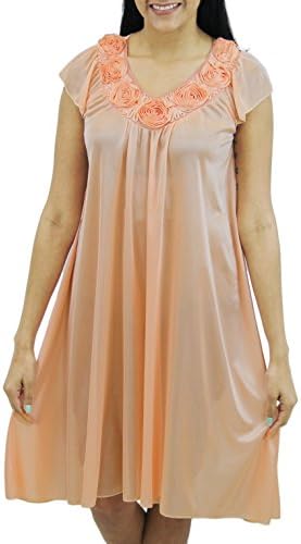 Venice Womens' Silky Looking Nightgown with Roses Style 31N