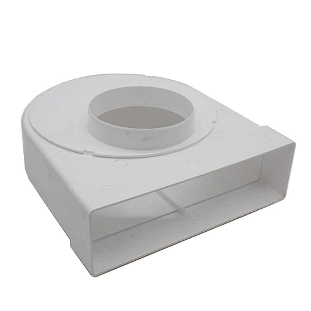 Kair Rotating Elbow Bend Adaptor 204mm x 60mm to 100mm - 4 inch Rectangular to Round 90 Degree Bend Adapter for Converting to Different Size Plastic Ducting Systems