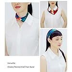 100% Pure Mulberry Silk Small Square Scarf -21'' x 21''- Breathable Lightweight Neckerchief -Digital Printed Headscarf