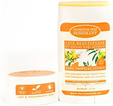 Live Beautifully Natural Deodorant - Cool Tropical Citrus - Aluminum Free