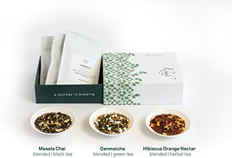 Rosali Tea Gift Box - Premium loose-leaf tea sampler with 3 teas, a wooden teaspoon and biodegradable filters (Daily Tea Box)