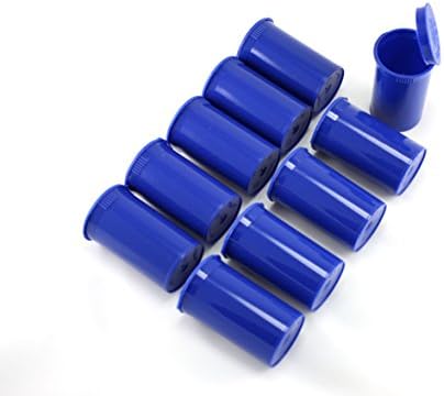Skyway Viper Waterproof Airtight Smell Proof Stash Box Odor Sealing Container Prescription Vial Bottle with Child Resistant Squeeze Top Cap 2.4 OZ 19 Dram - Set of 10 (Blue)