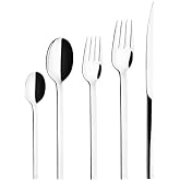 Degrenne L&rsquo;E Starck French Cutlery Set - 30 Piece Luxury Silverware Set for 6, Includes Forks, Spoons &amp; Knives, Stainless Steel Flatware, Made in France, Dishwasher Safe