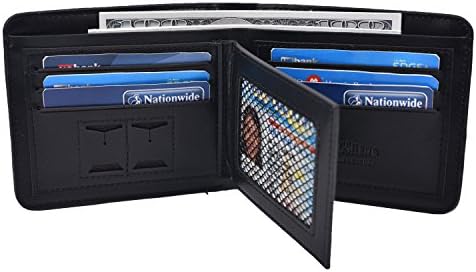 Mens Soft Leather Tri Fold Wallet With Zipper Pocket (Black)
