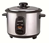 Saachi RC60E Automatic 3 Cup (Uncooked) Rice Cooker with Keep Warm, Stainless Steel and Non-Stick Pot, 220/240V (Not for USA)