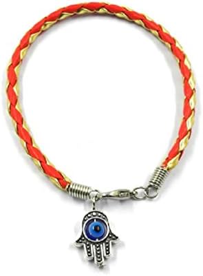 Jewelryfinds Fashion Red Leather Cord Bracelets Lucky Eye Adjustable Charm Bracelets For Women