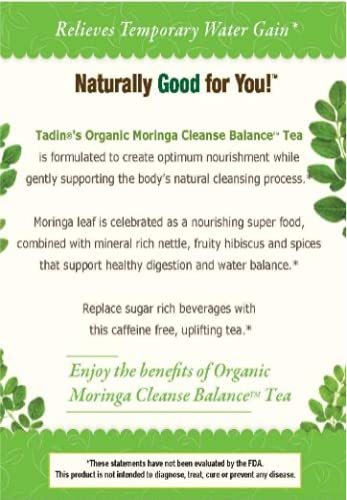 TADIN ORGANIC MORINGA TEA – HERBAL CLEANSE BALANCE, CAFFEINE FREE WELLNESS TEA – 20 BAGS PER BOX