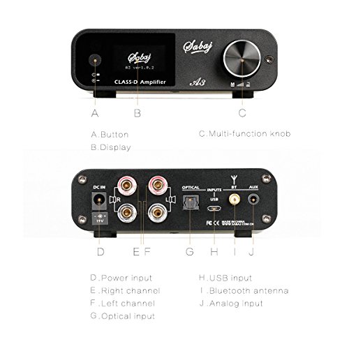 Sabaj A3 Digital Audio Power Amplifier 80Wx2 Bluetooth 4.2 USB/DSP/Optical Input 192 kHz - Thumbnail 3
