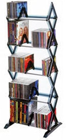 Display Cases Mitsu 5 Tier Media Rack for 130 Cds Or 90 DVDs & Blu-Ray in Smoke