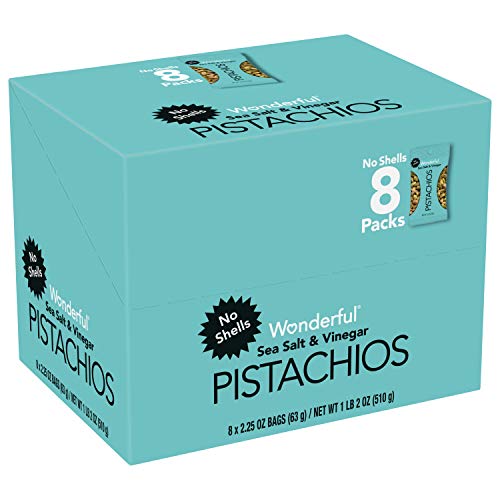 Wonderful Pistachios No Shells, Sea Salt & Vinegar, 2.25 Oz (Pack Of 8