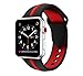 EloBeth for Apple Watch Band 42mm, Soft Silicone Sport Replacement Wrist Strap Stripe Color Splicing for Apple Watch Series 3/2/1 Nike+ Sport Edition Smart IWatch (Red/Black 42mm)