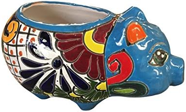 Talavera Pig Planter, 6x9" Light Blue