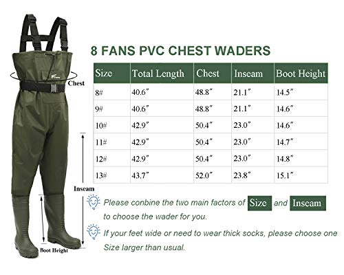 8 Fans Waders Waders De Pêche Avec Ceinture De Cuissarde, Imperméable, Isolée, Légère, En Nylon Et Pvc Plissé Pour Homme Et Femme