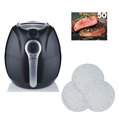 GoWISE USA 3.7-Quart Dial Air Fryer + 50 Recipes for your Air Fryer (Black (Dial) + Paper)