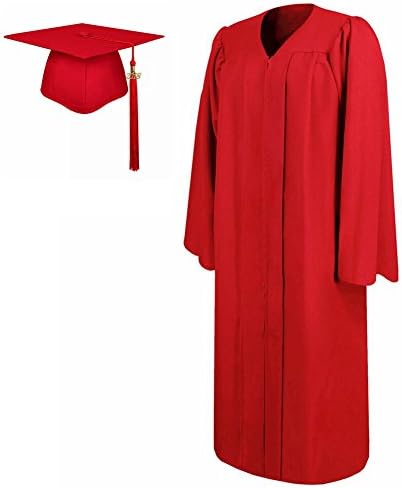 Lescapsgown Matte Graduation Gown Cap Tassel Set 2018,All Sizes for Adult(Red 57)