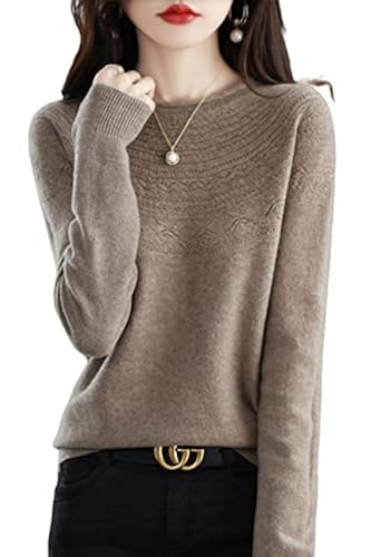 LUIZA VERA Women's 100% Merino Wool Fall Winter Warm Soft Knitted