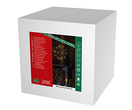 Konstsmide 1794-787 - Palla di metallo a LED, 60 diodi bianchi caldi, trasformatore interno da 3 V, filo nero