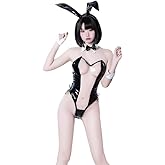 SENJIY sexy bunny outfit for women lingerie costume playboy Cosplay Maid Bunny Girl Naughty Underwear Outfits Anime One Piece Bodysuit Babydoll Roleplay ears for Party Christmas Halloween set black