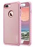 ULAK iPhone 7 Plus Case, iPhone 7 Plus Case Slim Shockproof Flexible TPU Bumper Case Durable Anti-Slip Lightweight Front and Back Hard Protective Grip Cover for iPhone 7 Plus 5.5 inch, Rose Gold
