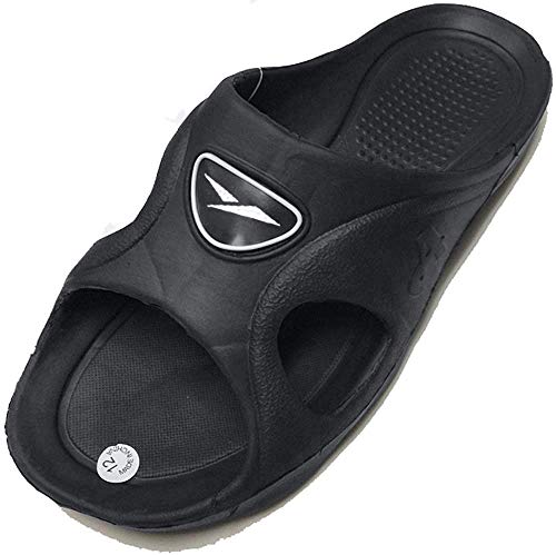 Gear One Men's Rubber Slide Sandal Slipper Comfortable Shower Beach Shoe Slip On Flip Flop Black 12