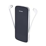 10000mAh Power Bank with Built-in Type C and Micro USB Cable, Charmast External Battery Portable Charger Pack for iPhone Samsung Huawei Android Cell Phones (Grey)