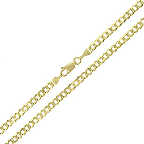 14k Yellow Gold 3.5mm Solid Cuban Curb Link Necklace Chain 18