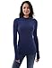 PattyBoutik Women Mock Neck Long Sleeve Military Style Sweater. (Blue Medium)