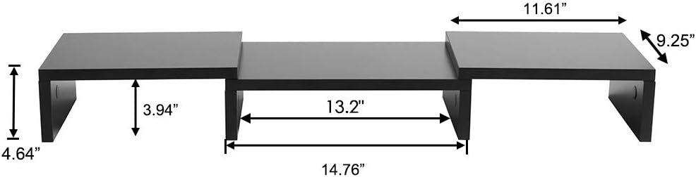 Superjare Dual Monitor Stand Riser, Adjustable Length and Angle Multi Screen Stand, Desktop Stand Storage Organizer for Laptop Computer/TV/PC/Printer- Black : Office Products