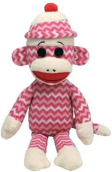 Ty Beanie Buddies Socks The Monkey (Pink/White Zig Zag)