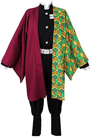 Fanstyle Demon Slayer: Kimetsu no Yaiba Cosplay Costume Coat Kimono Halloween Customes Set Wig