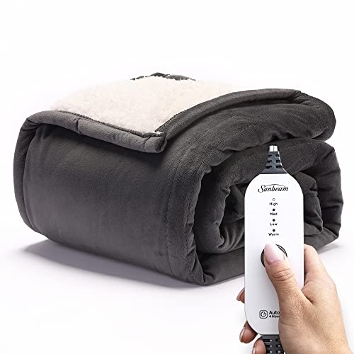 Sunbeam Royal Mink Sherpa Night Fog Heated Personal Throw / Blanket