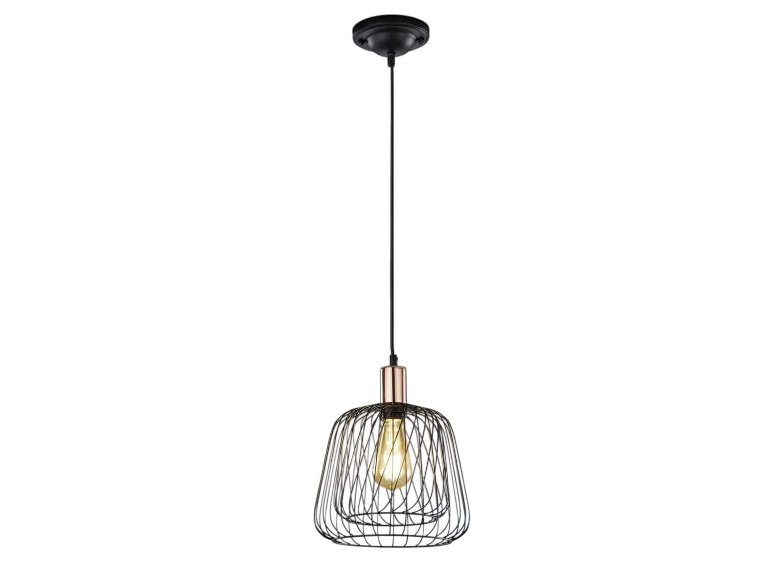 Trio Vintage Pendant Light Diameter 25 cm Sanna, Wire Basket, Black/Copper, 1 x E27 Bulb, 300900102