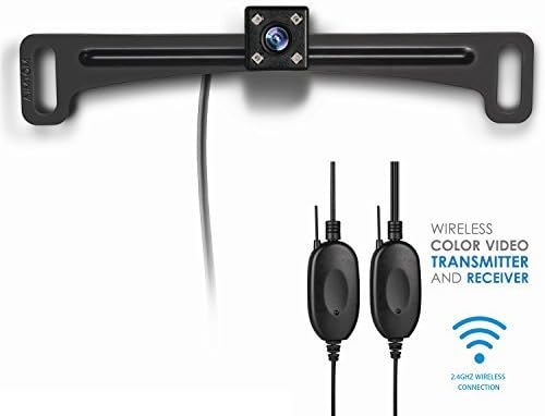 AIMTOM Wireless 2.4GHz Car Rear View Backup Camera License Plate Mount 170° Wide View Truck SUV RV Reverse Front Side Cam IP68 Waterproof High Brightness Light Sensor Night Vision High Sensitive LEDs