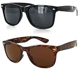 Pack of 2 Retro Vintage Retro Classic Sunglasses Mens Womens Casual Eyewear(Black & Tortoise)