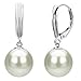 White Cultured Freshwater Pearl Earrings Leverback Dangle 14K Gold Jewelry for Women (Choice of Pearl Sizes and Metal Type)