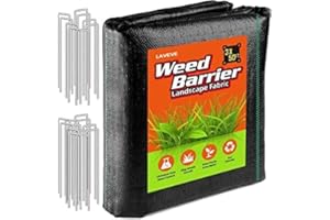 LAVEVE 5OZ Weed Barrier Landscape Fabric, Premium Heavy-Duty Gardening Weed Control Mat, Ground Cover for Gardening, Farming