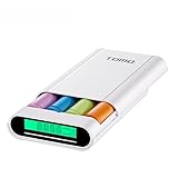 Premium Portable Tomo M4 External Power Bank Battery Charger Box and 2-USB Port DIY Charger Plastic Shell Box with LCD Display (White-M4)