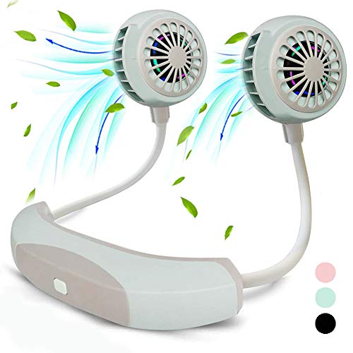 Portable Hands Free Neckband Fan, Cooling Folding Fan USB Rechargeable