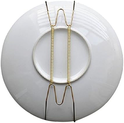 Pack of 10 8-Inch Spring Style Invisible Plate Tray Dish Wire Hanger Holders Brass Coated, Holds 7.5" to 9.5" Plates by Aketek