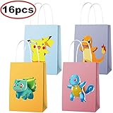 16 PCS Video Gaming Pokemon Party Goodie Bags for Pokemon Themed Party & Kids Adults Birthday Party Supplies