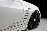 Powered By Mercedes Benz Decal Sticker Emblem Logo Black (PAIR)