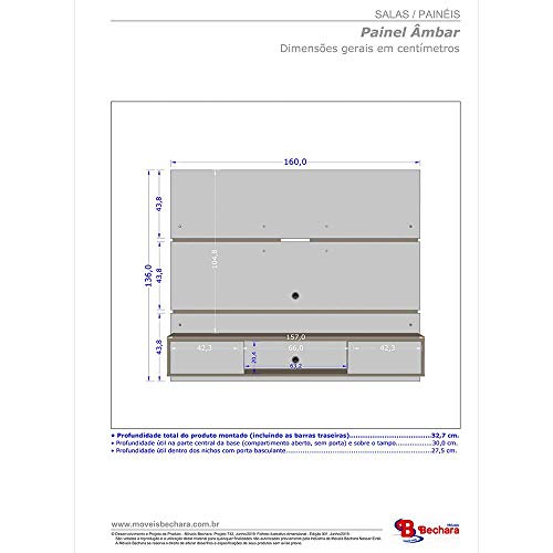 Painel Âmbar Para TVs Até 65 Polegadas - Bechara Off-White/Cinamomo/Ripado