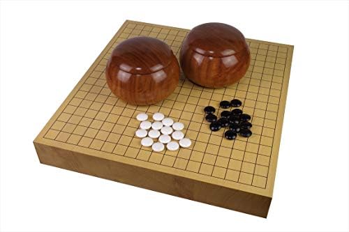 本格囲碁3点セット 低価格化 新榧卓上接合盤号 蛤碁石実用品34号 花梨碁笥