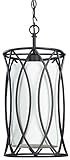 Oil Rubbed Bronze 1 Light Mini Pendant Metal Cage Overlay with White Shade