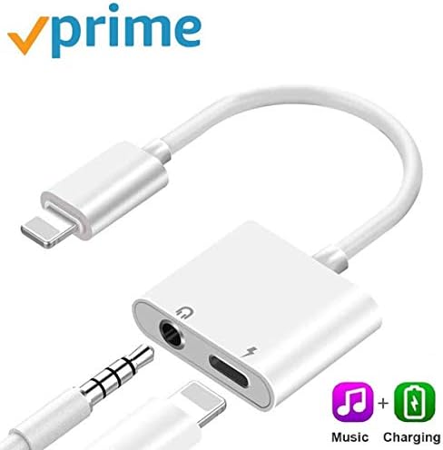 Adapter for iPhone 8 Audio and Charge Adapter for iPhone for iPhone 7/8Plus/XR/X/XS/XS max Earphones Adapter Jack Splitter Dual in 1 Music Charger Cables Charge & Aux Audio Support 10.3 or Later
