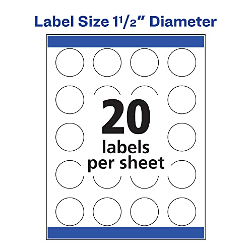 Avery High Visibility Printable Round Labels with Sure Feed, 1.5 ...