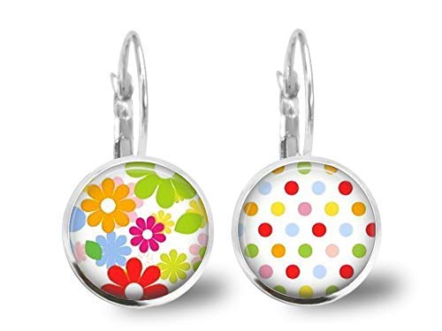 Idee Regalo Moglie Natale.Orecchini Cabochon Fiori Colorati Regalo Di Natale Per Idea Regalo Moglie San Valentino Regalo Di Compleanno Argento Antico Ref 68a Fbm Amazon It Handmade